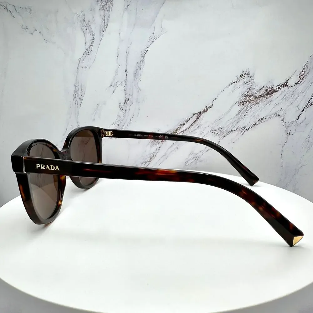 New PRADA Sunglasses Brown Square Gold Logo Tortoise Authentic w/ Box & Case - Picture 4 of 16